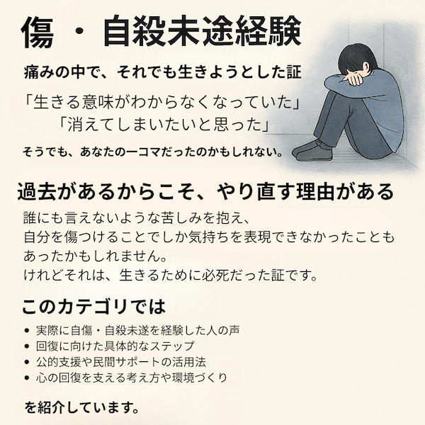 自傷・自殺未遂経験──痛みの中で、それでも生きようとした証。